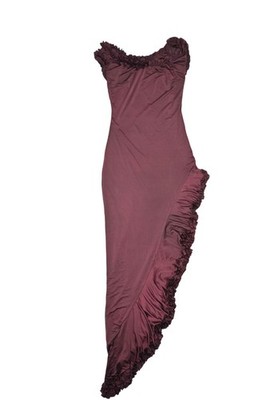 Meshki Arielle Off Shoulder Ruffle Midi Dress in Plum