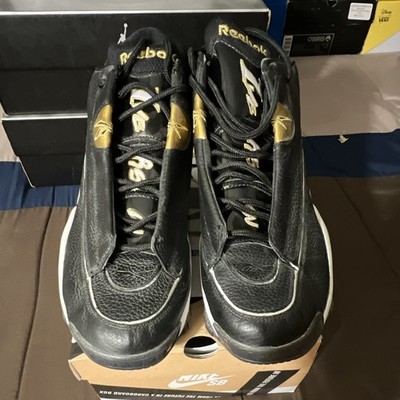 Reebok The Question Allen Iverson Black/Gold/White Men s Mid Top Sneaker