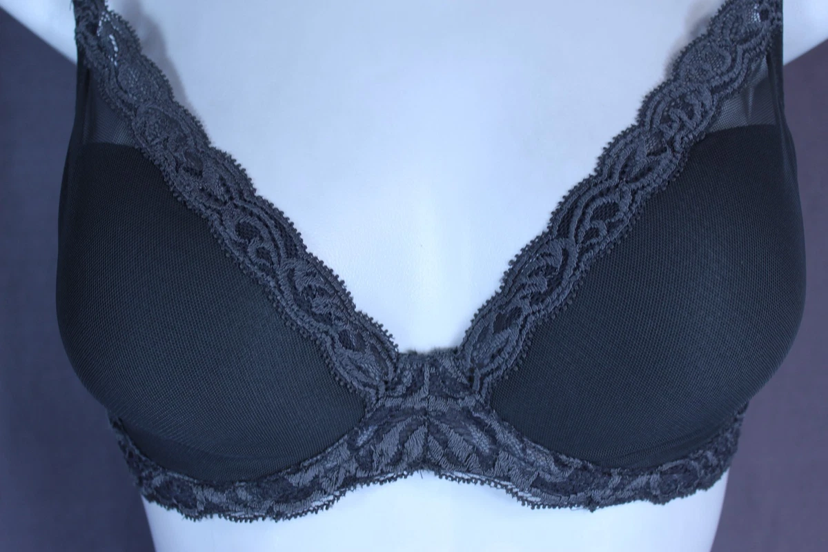 Natori 730023 Underwire Lined Feathers Contour Plunge bra size 32DD gray
