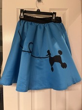 Girls 50s Poodle Skirt Size Girls XL 10-12 Blue Hop Halloween Costume