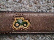 JOHN DEERE Unisex Brown Leather Belt 3 Tractors Stamped Farming Size 26