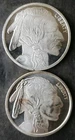Two 1oz Silver Buffalo Rounds