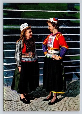 Marken Netherlands Traditional Folk Costume Women Postcard Sleding BV