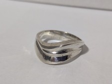 VINTAGE STERLING SILVER MODERNIST WAVY TAPERED BAND DESIGN SIZE 7.75 RING 6.2G