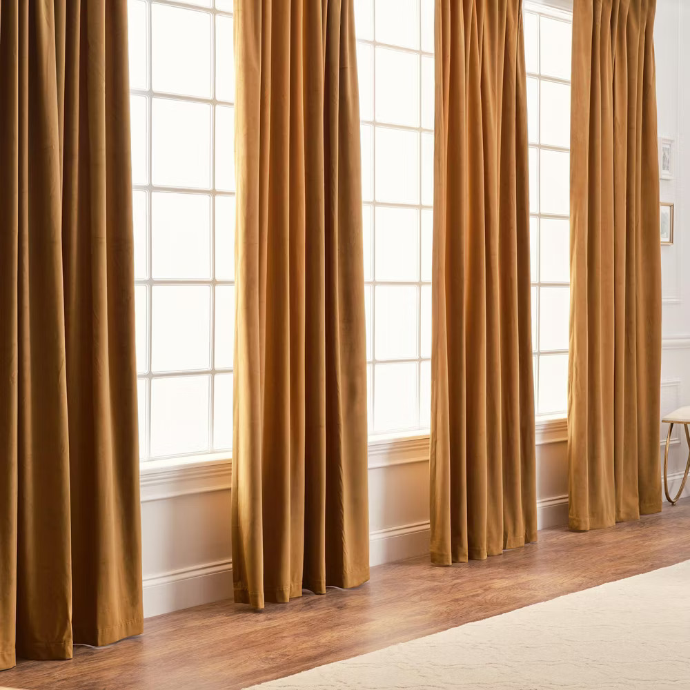 Chanasya 2pk Solid Velvet Room Darkening Window Curtain Panels - Set of