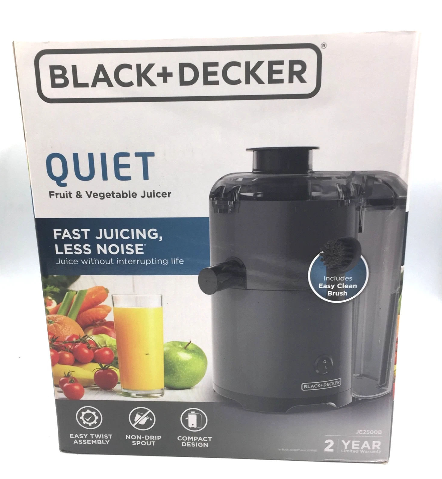 Black & Decker JE2500B: Quiet Fruit & Vegetable Juicer Black New Sealed Box