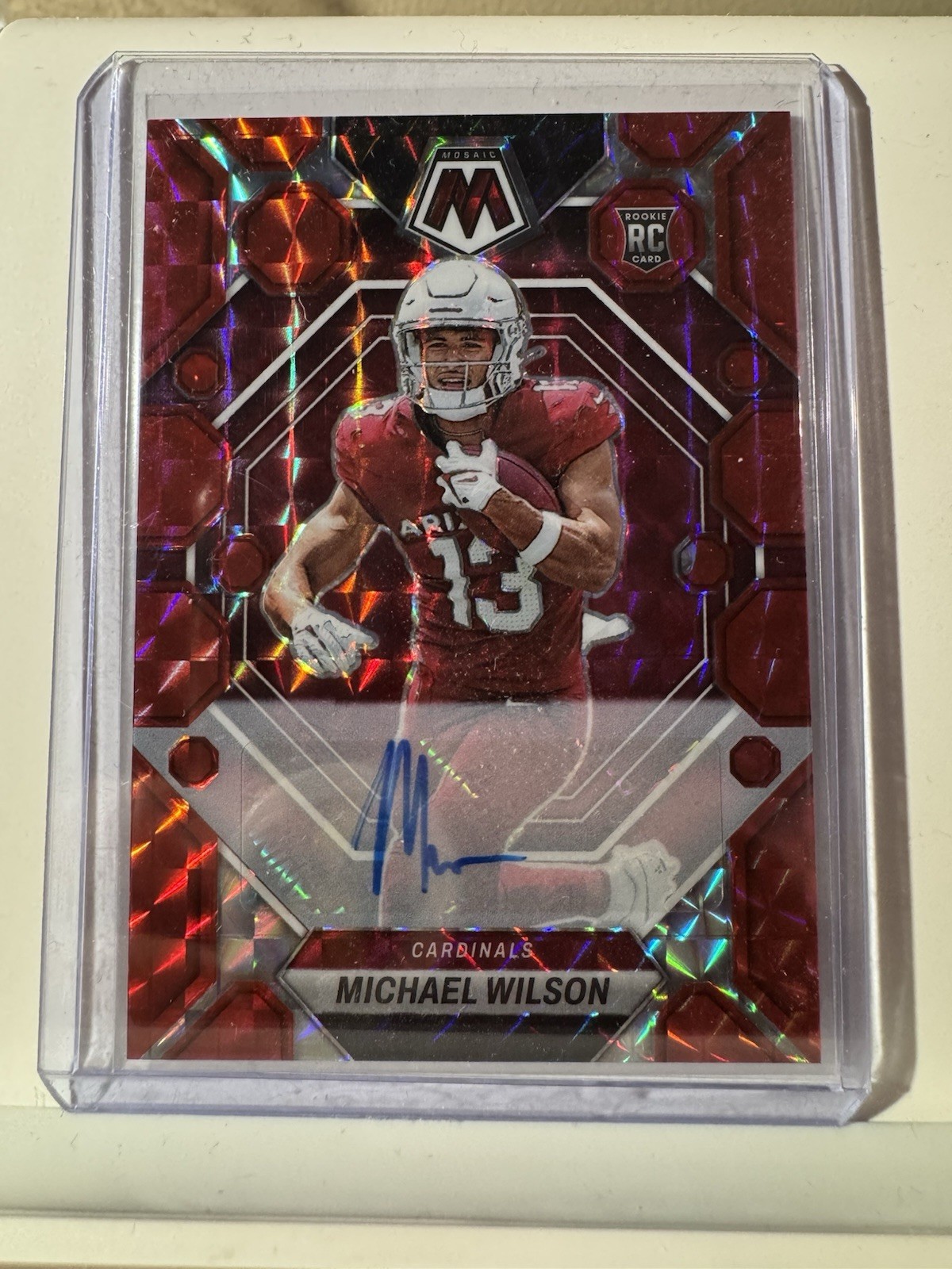 2023 Mosaic Michael Wilson RC Auto Red Mosaic /199 SP Rookie Autograph No. 350