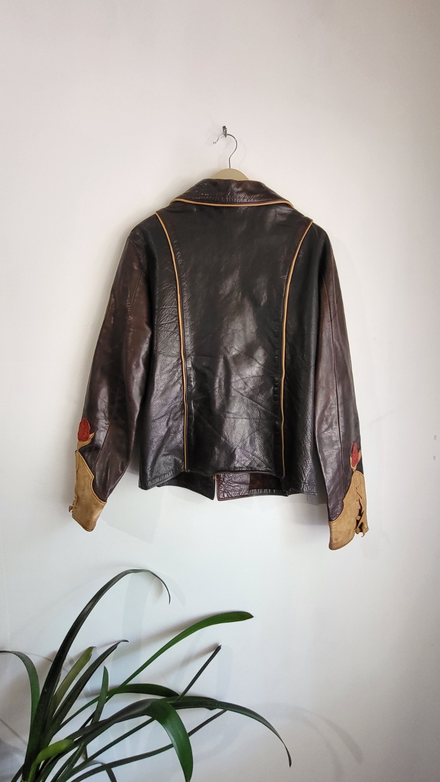 Vintage 1970s East West Leather Jacket Four Roses image 6