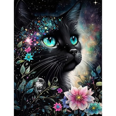 DIY 5D  Diamond Painting, Diamant Malerei, Katze, 30 x 40 cm, ohne Rahmen