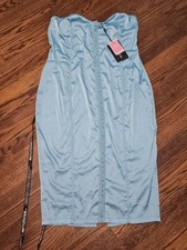 PrettyLittleThing Shape Aqua Sweetheart Hook & Eye Midi Dress - 18 (XXL) NEW