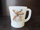 Vintage Fire King Milk Glass Coffee Mug Bird Series Ring-Necked Pheasant