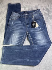 Flamingals NWT womens distressed straight leg jeans sz L W31 festivalretail 59