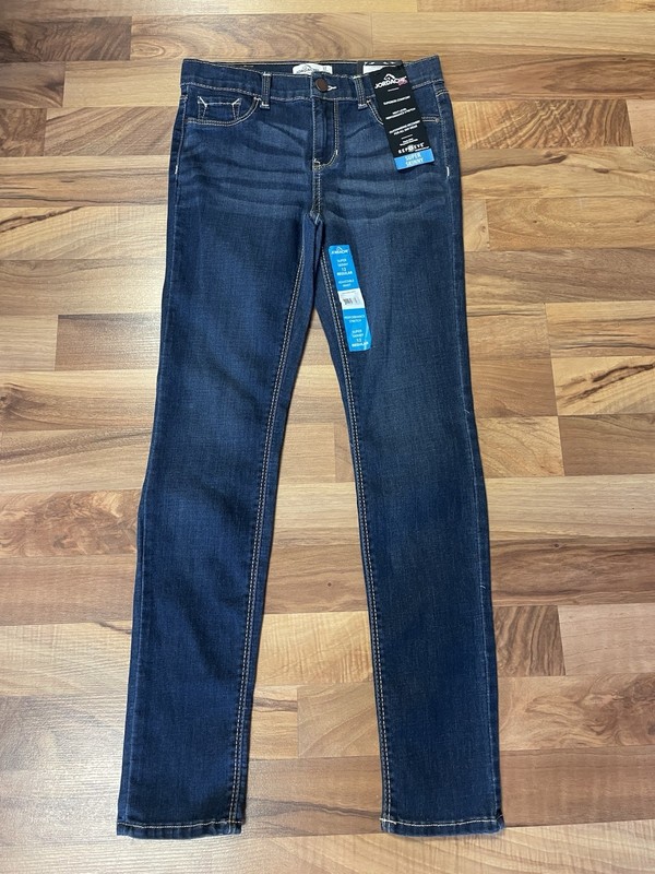 Jordache Super Skinny Jeans Girls Size 12 NWT! Adjustable Waist Dark Denim