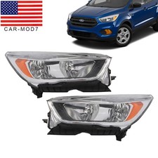 Halogen Headlights Headlamps w/o LED DRL LH+RH Pair For 2017-2019 Ford Escape