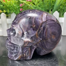 2.3LB 4.4"Natural Lepidolite Skull Carving Crystal Quartz Reiki Decor Healing