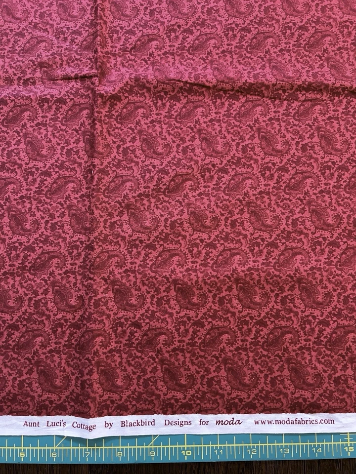 MODA Ella’s Linen Closet Blackbird Designs 1/2 Yard, 33”xWOF Paisley Fabric VTG - Image 3 of 4