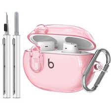 Clear Pink Case Cover with Lock for Beats Studio Buds Plus Case