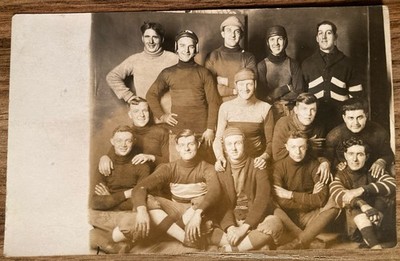 RPPC 1910s Unidentified College or Social Football Team Group Photo