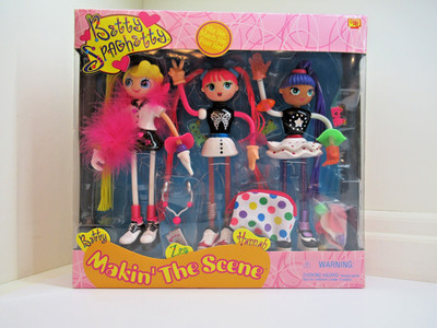 Betty Spaghetty Makin the Scene: Betty, Zoe & Hannah 7in doll set NIB 2001