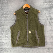 Carhartt Men's Large Green Zip Vest Stand-Up Collar Relaxed Fit