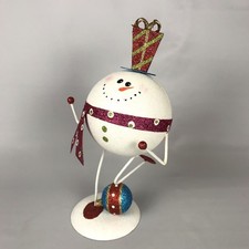 PIER ONE 1 Bola de Nieve Regalo Sombrero de copa Brillo Metal Escultura Figura Decoración de Navidad