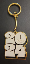Hallmark Class of 2024 Graduation Keychain Zipper Pull White Gold Tone