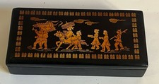 coffret en bois laqué noir décor Asie Chine déco art ethnique
