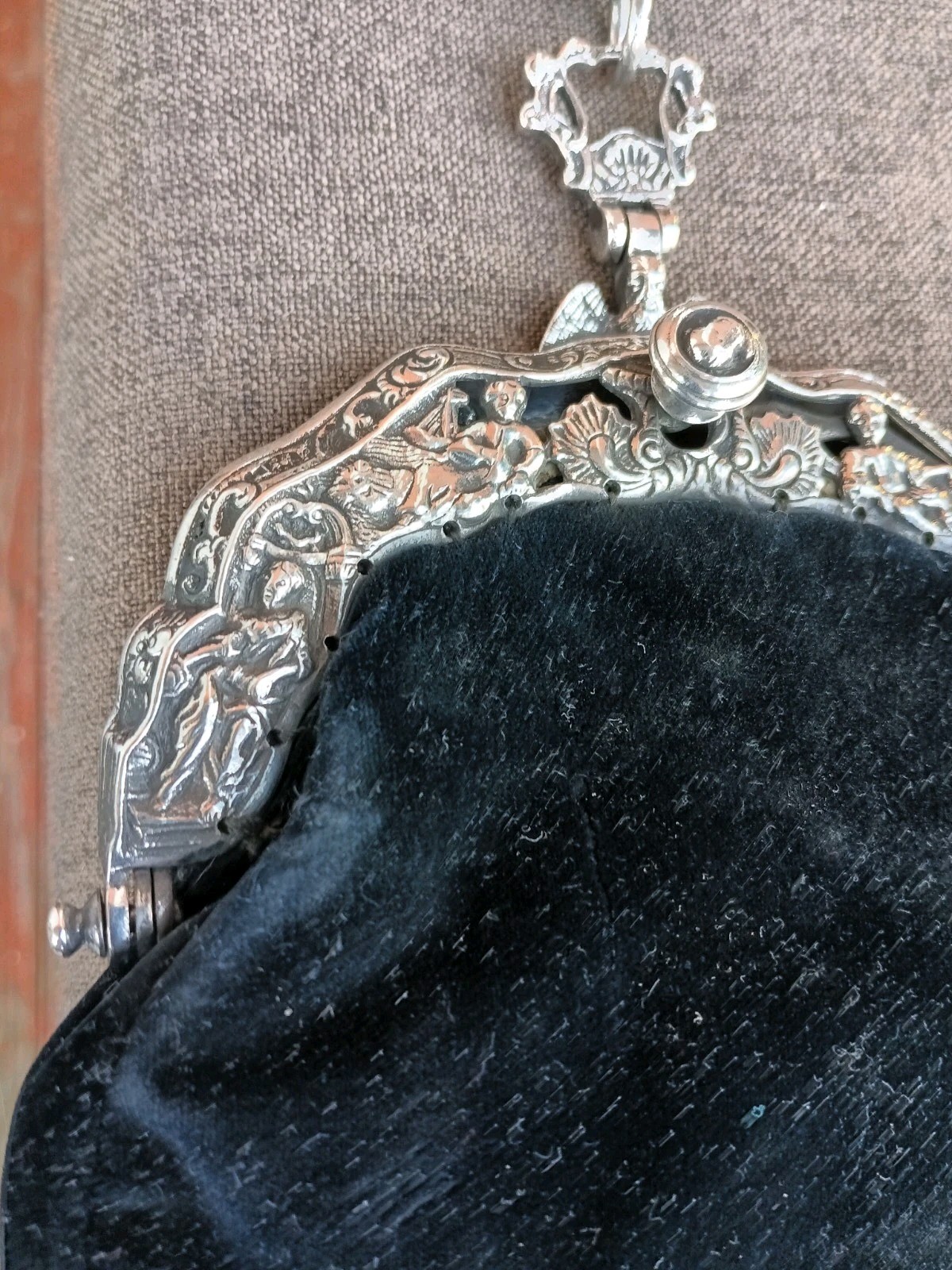 Antique Solid .800 Silver Chatelaine Bag /Purse E… - image 3