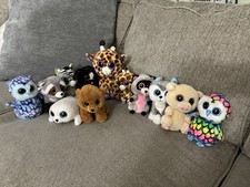 Ty Beanie Boo Lot Zebra Bear Raccoons Skunk Owls Pig Seal Wolf 10 6 Giraffe