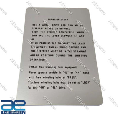 Insert Instruction Card Transfer Case For Suzuki Samurai 85-95 28381-83000 AEs