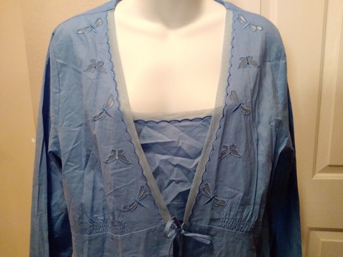 Robe & Gown Sleepwear Set SZ L NWT CABERNET 2 Piece 100% Cotton Sky Blue - Picture 6 of 16