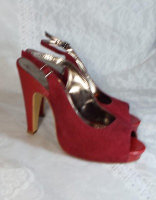 deep red heeled sandals