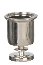 MINIATURE SILVER METAL FOOTED ICE BUCKET DOLLHOUSE FAIRY GARDEN .75" T X .5" D