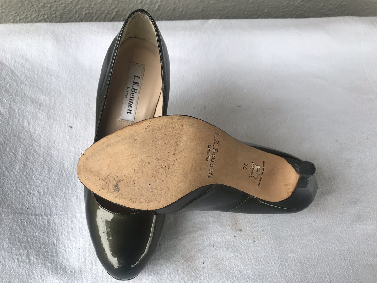 新品未使用　L.K. Bennett ベージュ エナメル　パンプス 36 L.K. LK Bennett London 36 US 5.5 Women Olive Leather Pumps