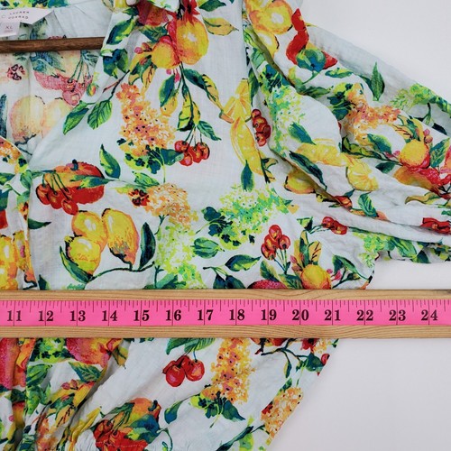 Camisa Lauren Conrad Estampado de Frutas Botón Frontal Mujer XL Resort Tropical Vacaciones - Imagen 11 de 12