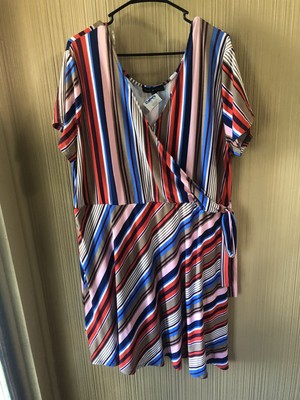 Striped Wrap Dress Size 3X NWT | eBay