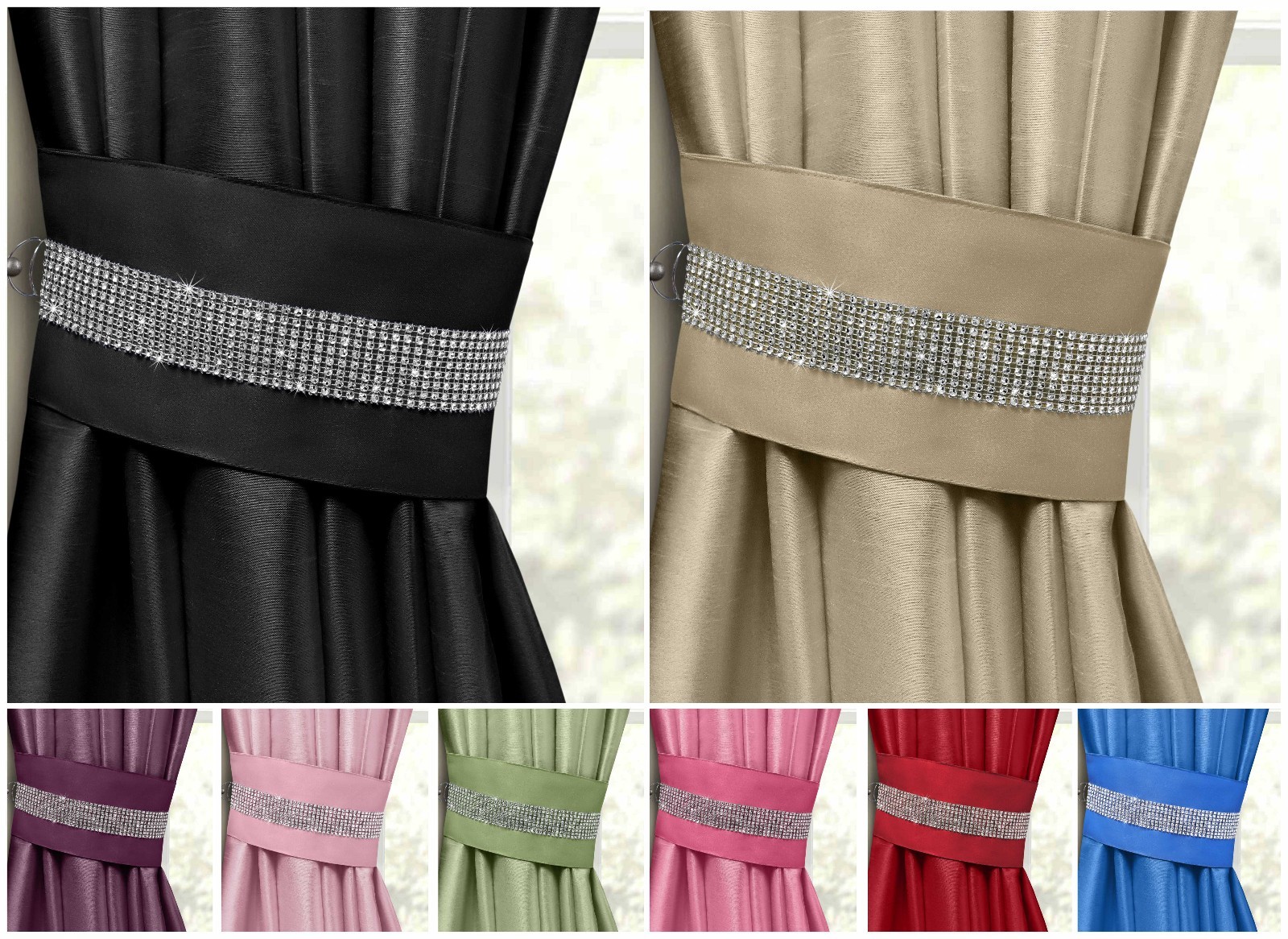 One Pair Of Luxurious Diamante Tie Backs Sparkle Bling Holdbacks