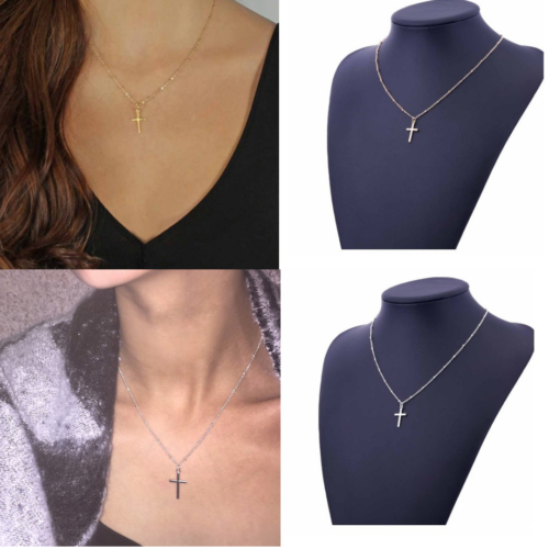 Women's Simple Small Tiny Cross Pendant 