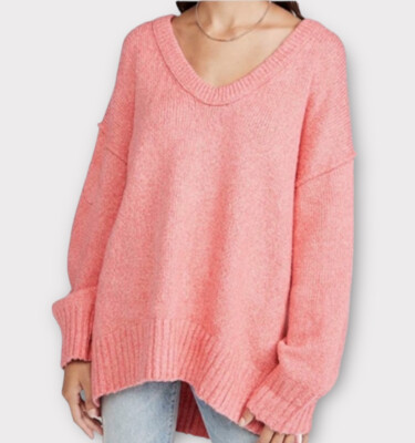 Free People Women s Brookside Sweater Medium Tunic Oversized Dusty Rose Cozycore