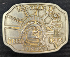 Vintage 100 Years Of Liberty 1886-1986 Statue Of Liberty Belt Buckle USA 1986