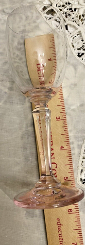 6 Vintage Pink & Clear Stems Adorable Small Shot Cordial Wine Glass 5" X 1 1/2" - Picture 3 of 5