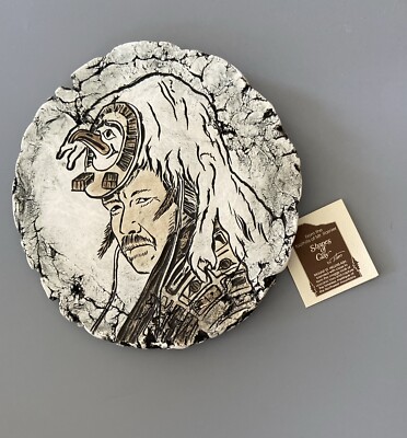 Stan Langtwait INDIAN Warrior Mt St Helens Ash Plaque Signed Vtg
