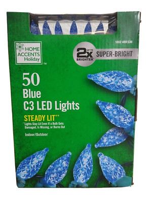 NEW HOME ACCENTS HOLIDAY SUPER BRIGHT 50 BLUE C3 FACETED CRYSTAL LED LIGHTS