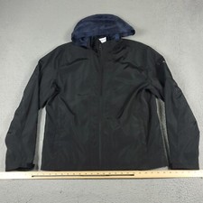 Lucky Brand Jacket Mens Size Medium Black Hoodie Full Zip Up Coat Windbreaker