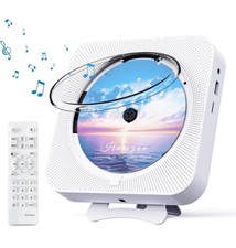 Bluetooth Portable Home CD Music Player with Remote Control, Timer, Built-In Spe