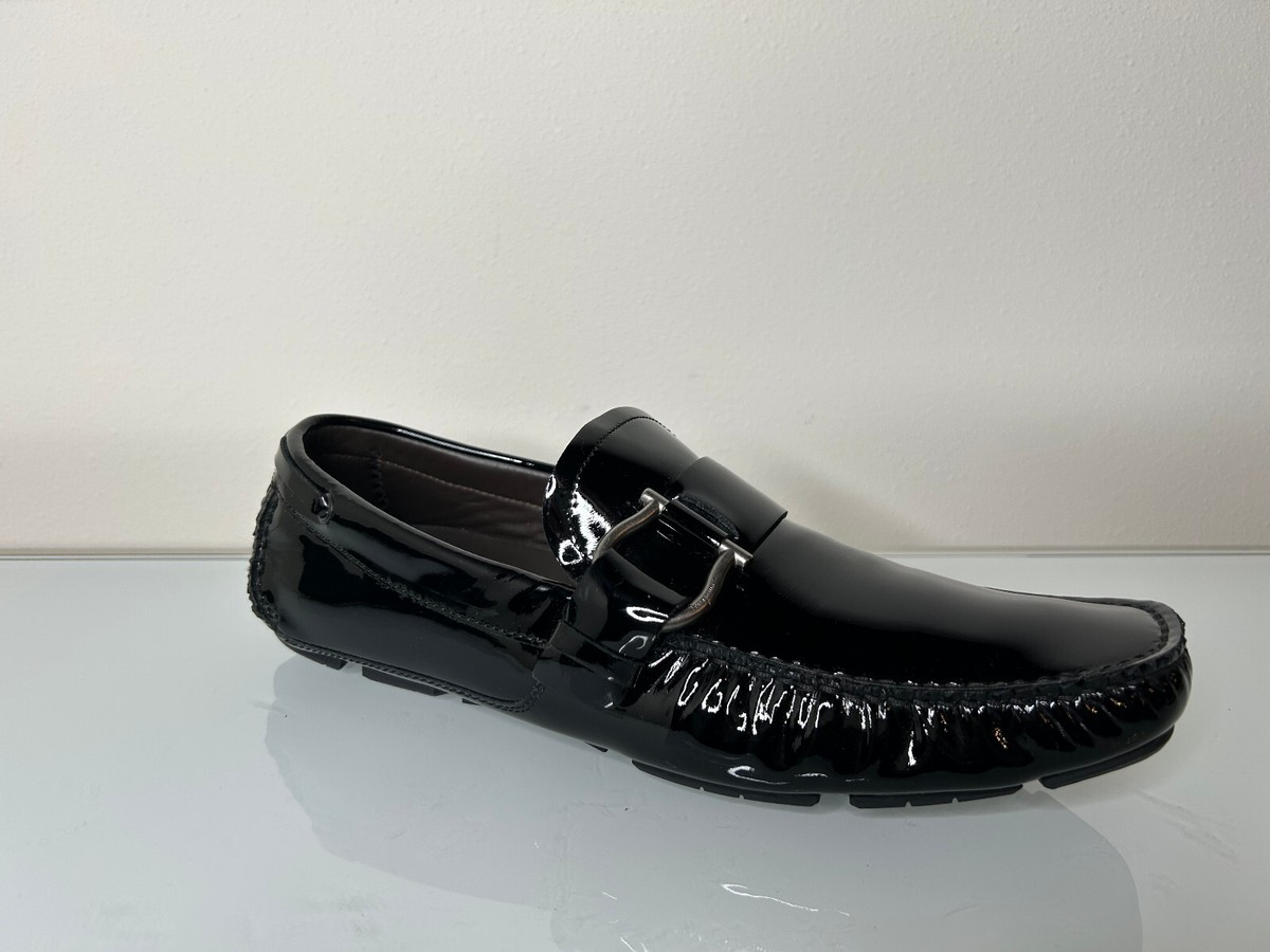 Salvatore Ferragamo Black Patent Side Gancini Buckle Driving