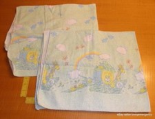 2 Vintage Riegel USS ARK Green Baby Flannel Receiving Blanket Noah's