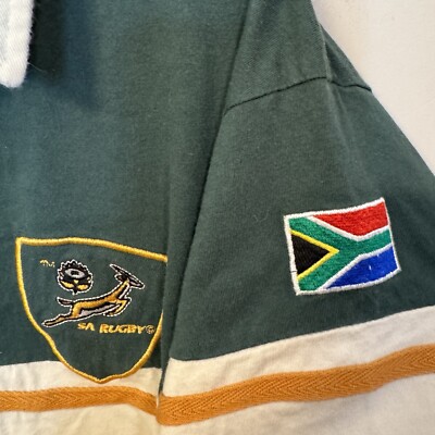 Canterbury New Zealand SA Rugby Polo Shirt Mens Large Green Yellow