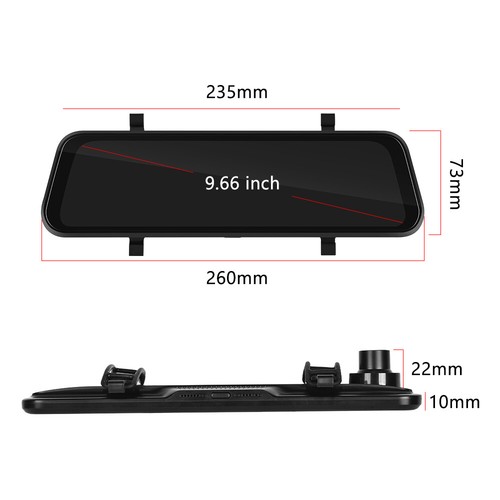 9.66" Touch Screen Dash Cam Car Wireless Apple CarPlay Android Radio DVR GPS - Picture 13 of 24