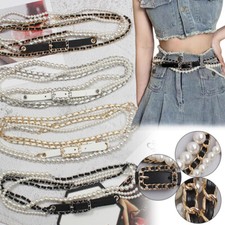 Pearl Bodychain Belt for Dresses Adjustable Dropship Corsets Waistband Belts